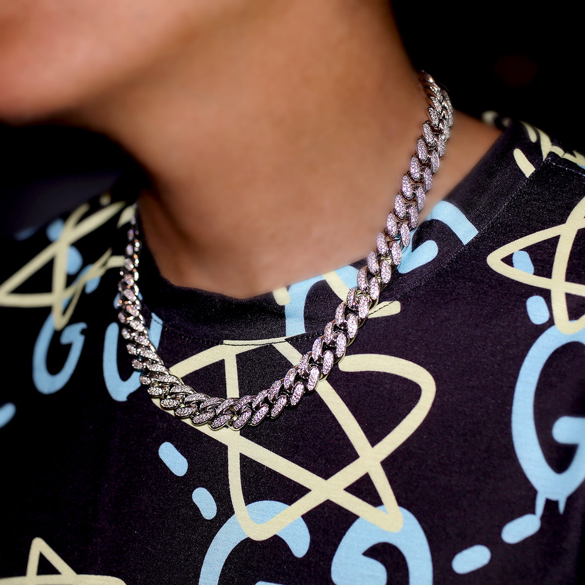 Cuban Link Chain in White Gold - 12mm
