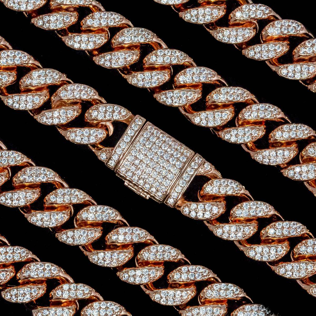 Iced Cuban Link Bracelet in Rose Gold - 12mm