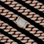 Iced Cuban Link Bracelet in Rose Gold - 12mm