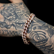 Iced Cuban Link Bracelet in Rose Gold - 12mm