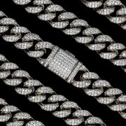 Iced Cuban Link Bracelet in White Gold - 12mm
