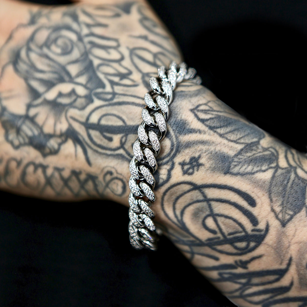 Iced Cuban Link Bracelet in White Gold - 12mm