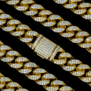 Iced Cuban Link Bracelet in Yellow Gold - 12mm