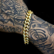 Iced Cuban Link Bracelet in Yellow Gold - 12mm