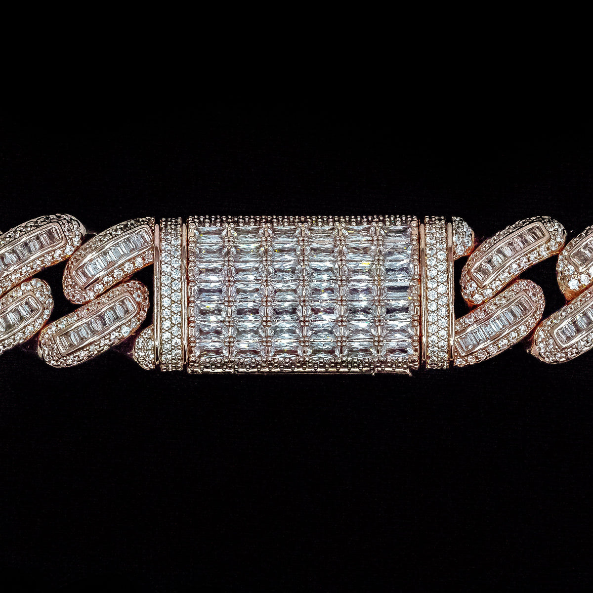 Baguette Cuban Link Chain in Rose Gold - 18mm