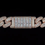 Baguette Cuban Link Chain in Rose Gold - 18mm