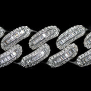 Baguette Cuban Link Chain in White Gold - 18mm