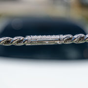 Baguette Cuban Link Chain in White Gold - 18mm