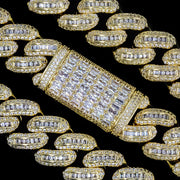 Baguette Cuban Link Bracelet in Yellow Gold - 18mm