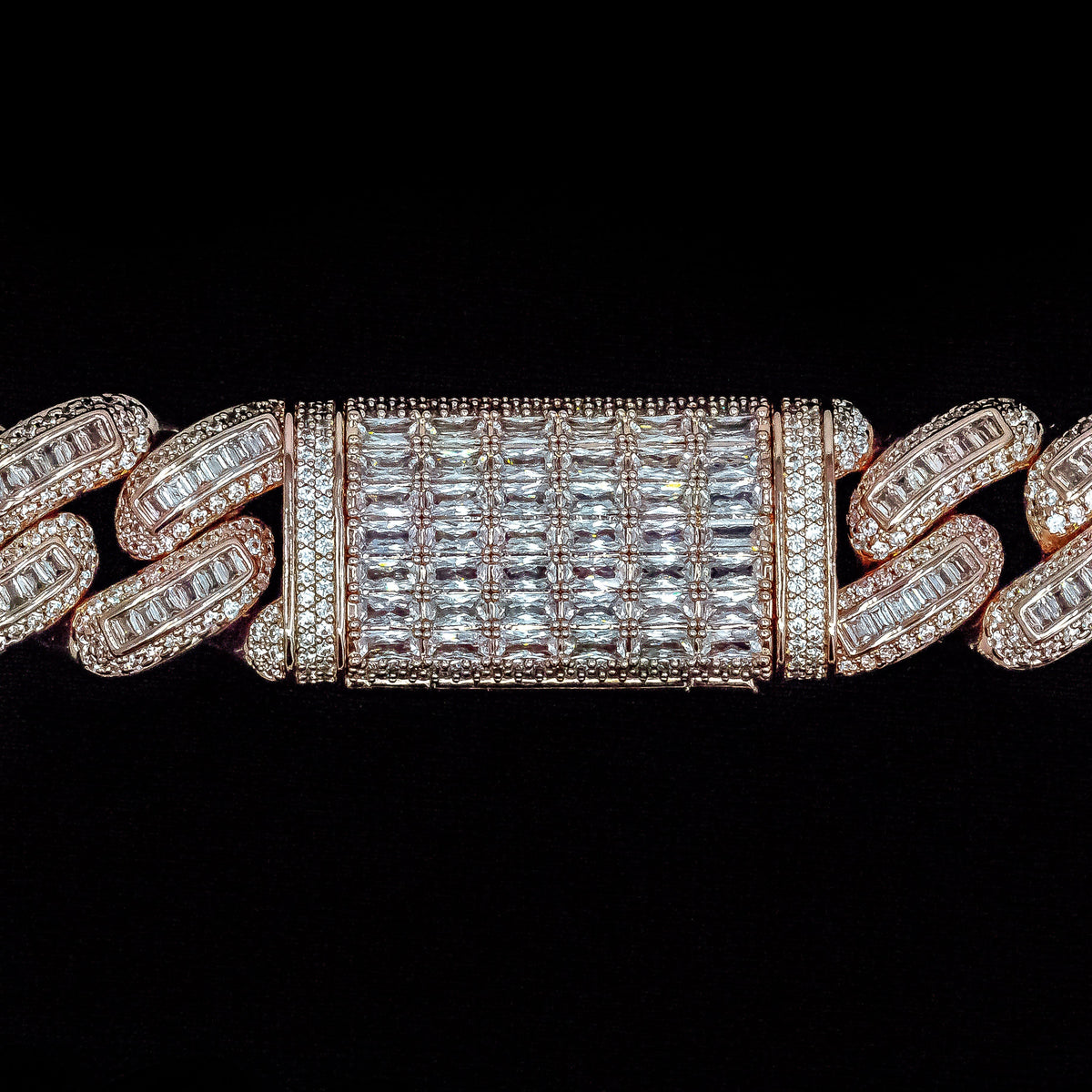 Baguette Cuban Link Bracelet in Rose Gold - 18mm