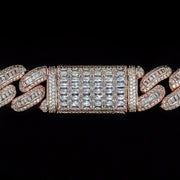 Baguette Cuban Link Bracelet in Rose Gold - 18mm