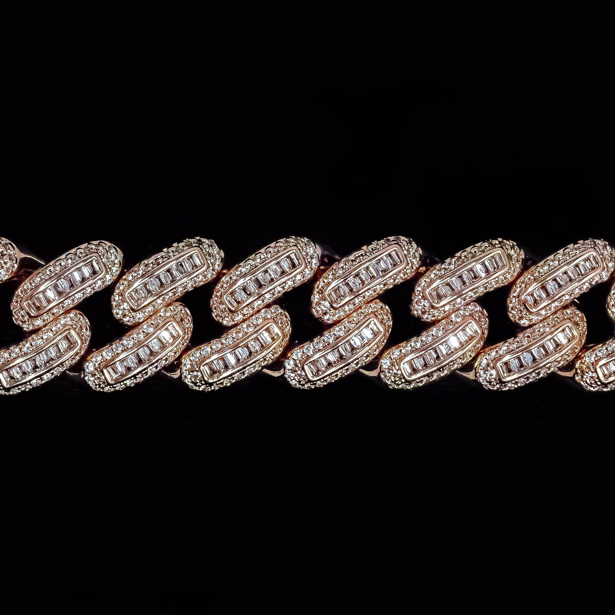 Baguette Cuban Link Bracelet in Rose Gold - 18mm