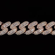 Baguette Cuban Link Bracelet in Rose Gold - 18mm