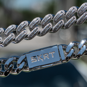 Baguette Cuban Link Bracelet in White Gold - 18mm
