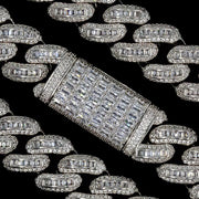 Baguette Cuban Link Bracelet in White Gold - 18mm
