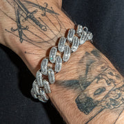 Baguette Cuban Link Bracelet in White Gold - 18mm