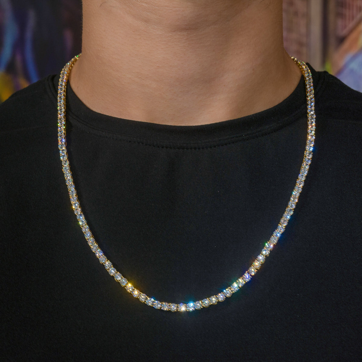 Tennis Chain in Yellow Gold - 3mm