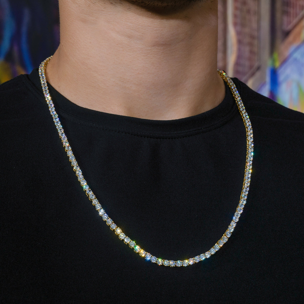 Tennis Chain in Yellow Gold - 4mm