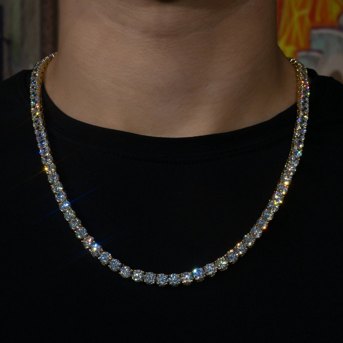 Tennis Chain in Yellow Gold - 6mm