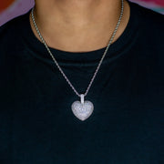 Iced Heart Pendant in White Gold