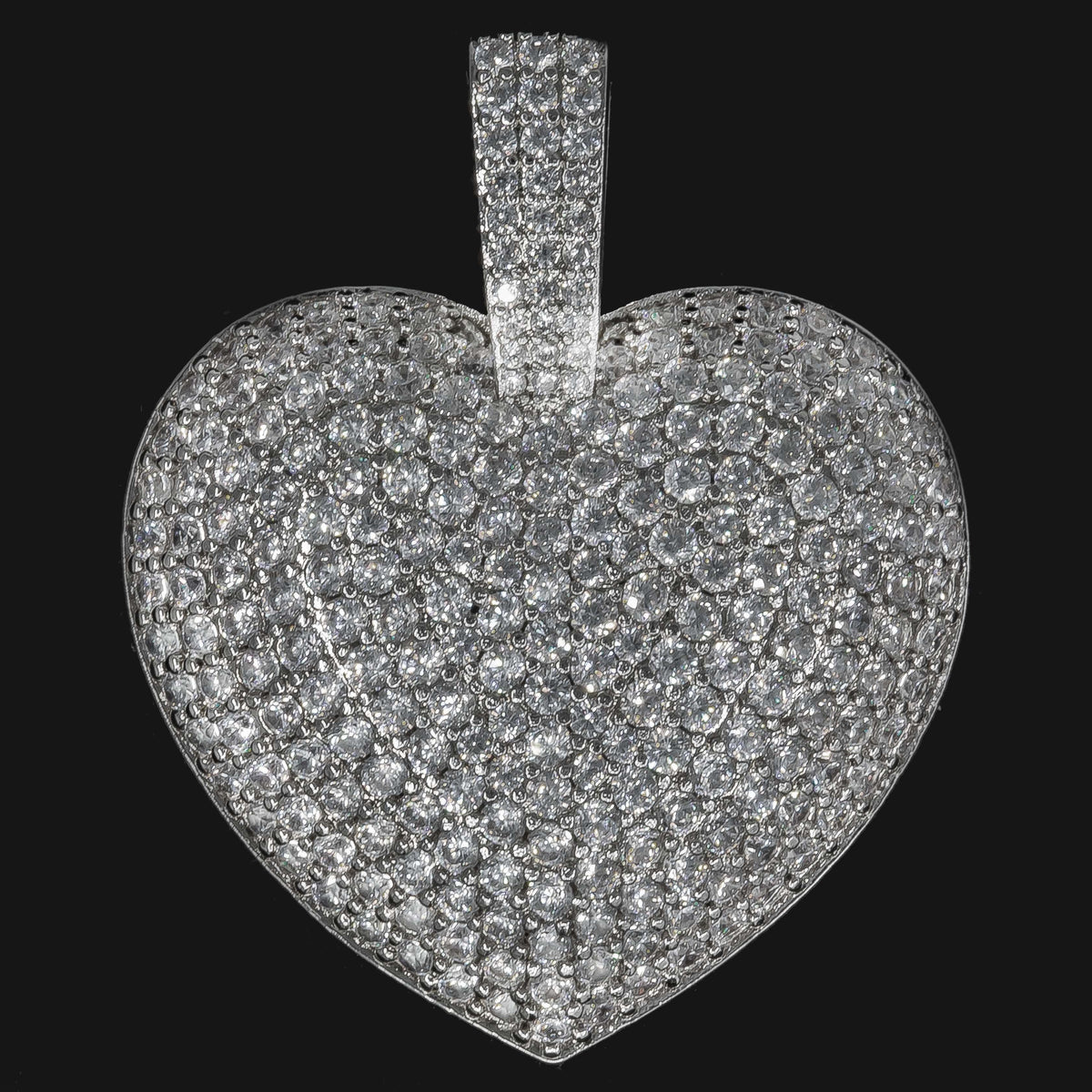 Iced Heart Pendant in White Gold