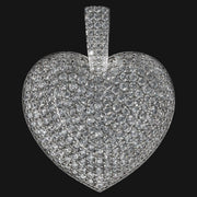 Iced Heart Pendant in White Gold