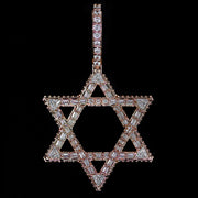 Iced Baguette Star of David Pendant in Rose Gold