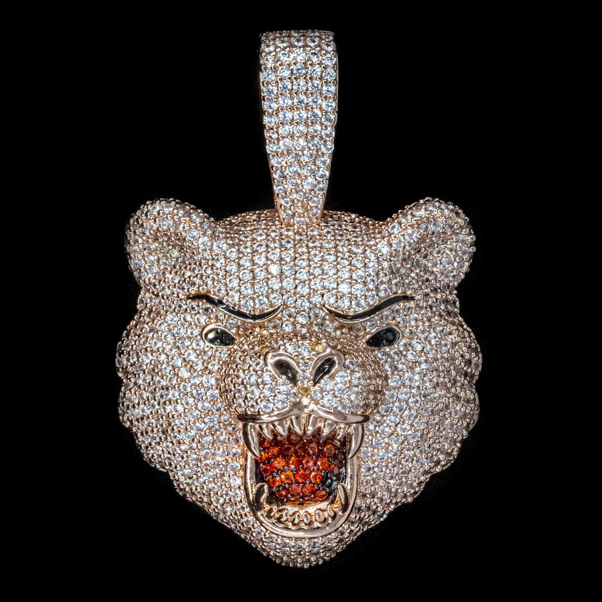Iced Bear Pendant in Rose Gold