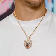 Iced Bear Pendant in Rose Gold
