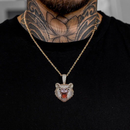 Iced Bear Pendant in Rose Gold