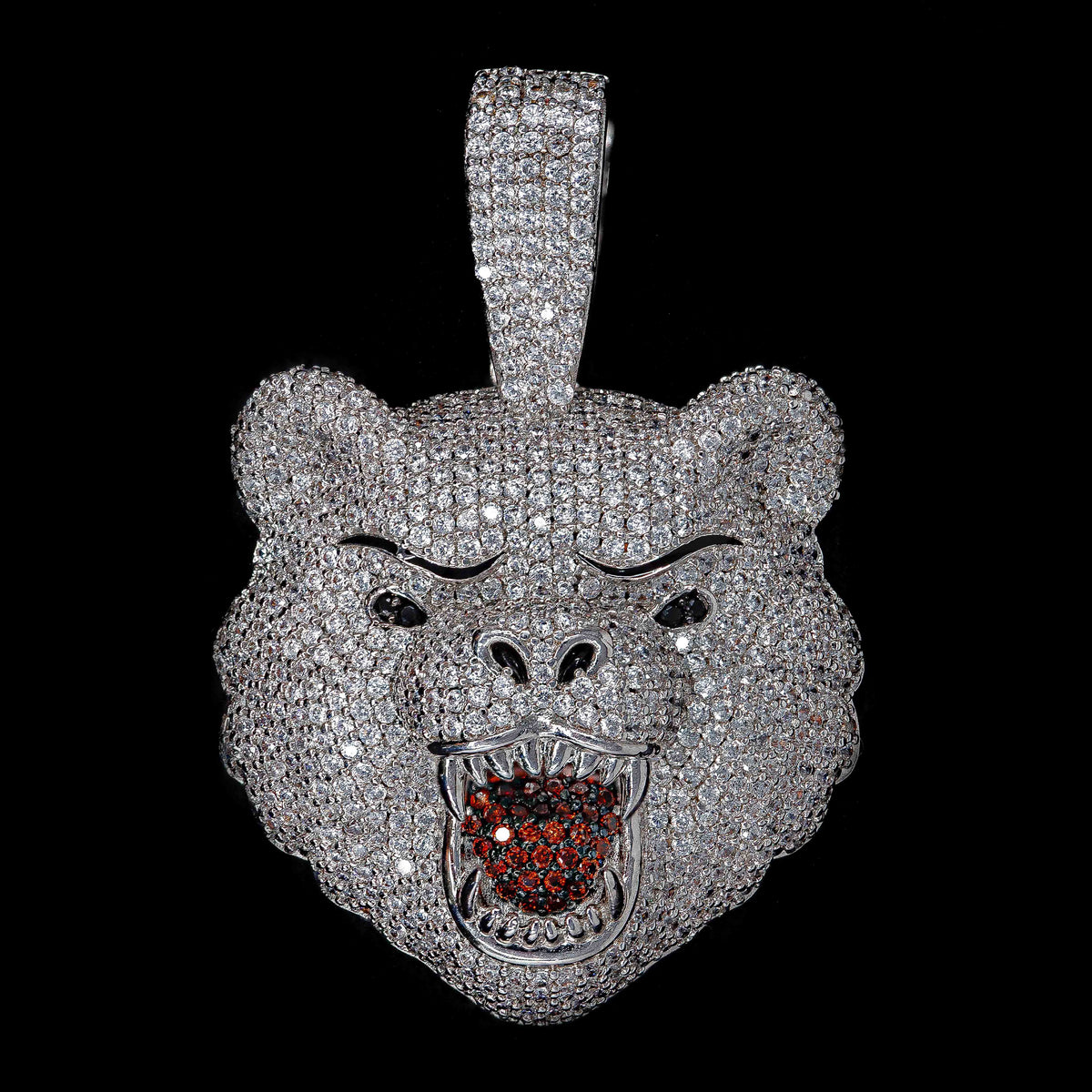 Iced Bear Pendant in White Gold