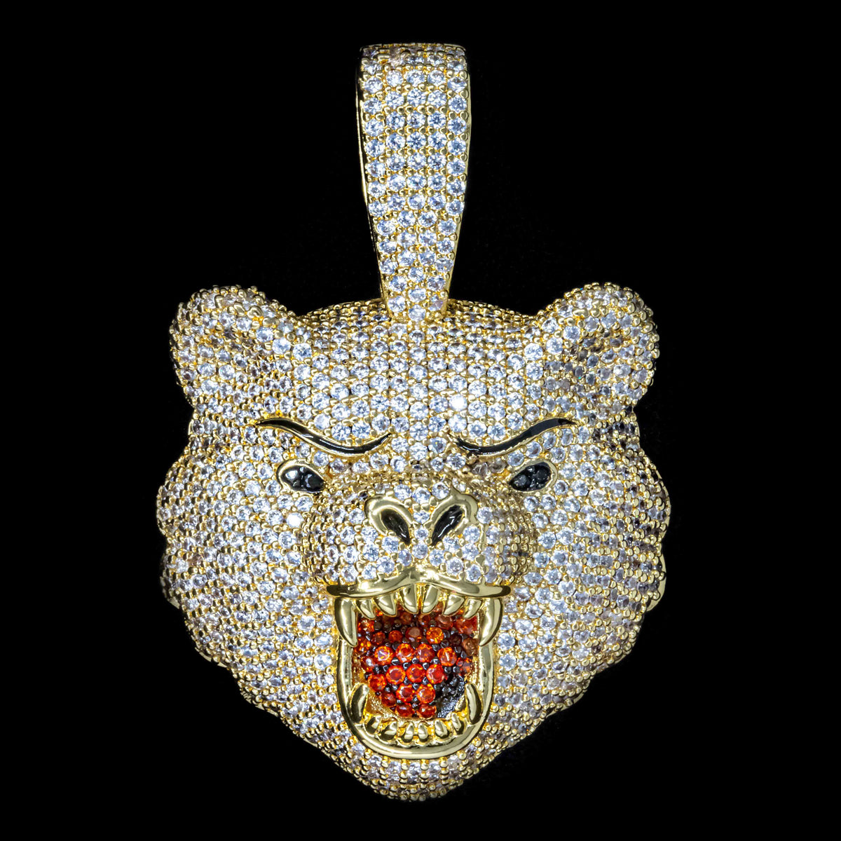 Iced Bear Pendant in Yellow Gold