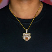 Iced Bear Pendant in Yellow Gold