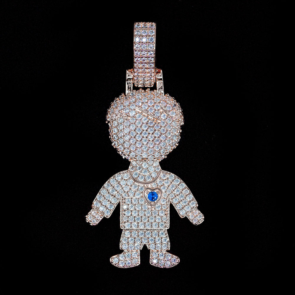 Iced Boy Pendant in Rose Gold