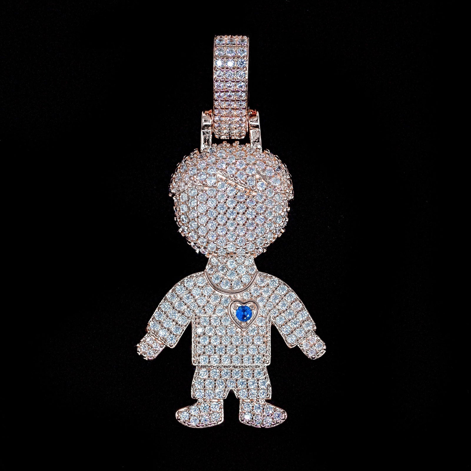Iced Boy Pendant in Rose Gold