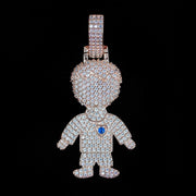 Iced Boy Pendant in Rose Gold
