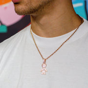 Iced Boy Pendant in Rose Gold