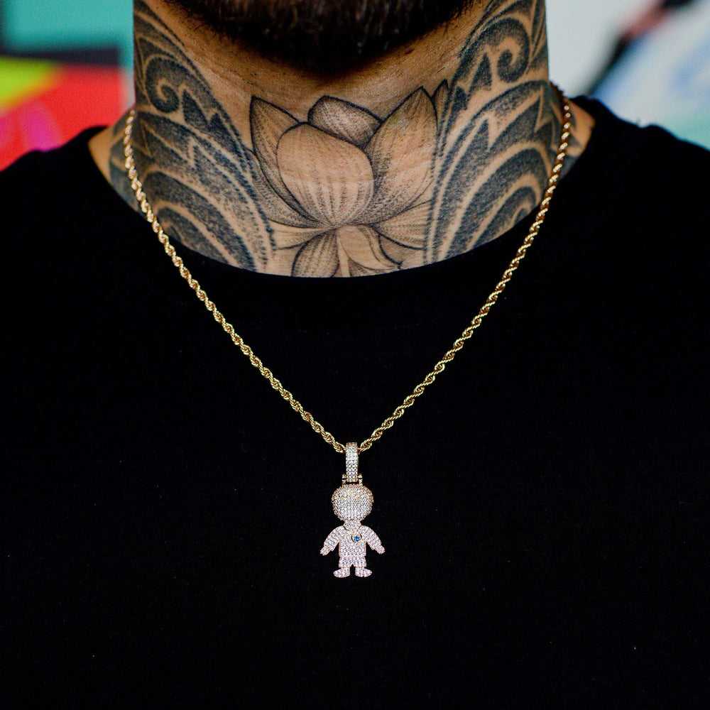 Iced Boy Pendant in Rose Gold