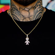 Iced Boy Pendant in Rose Gold