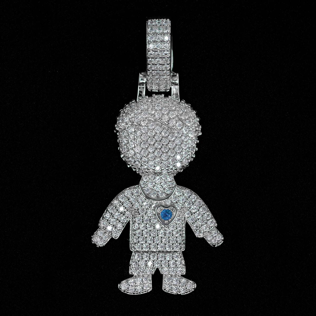 Iced Boy Pendant in White Gold