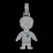 Iced Boy Pendant in White Gold