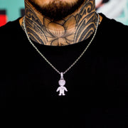 Iced Boy Pendant in White Gold