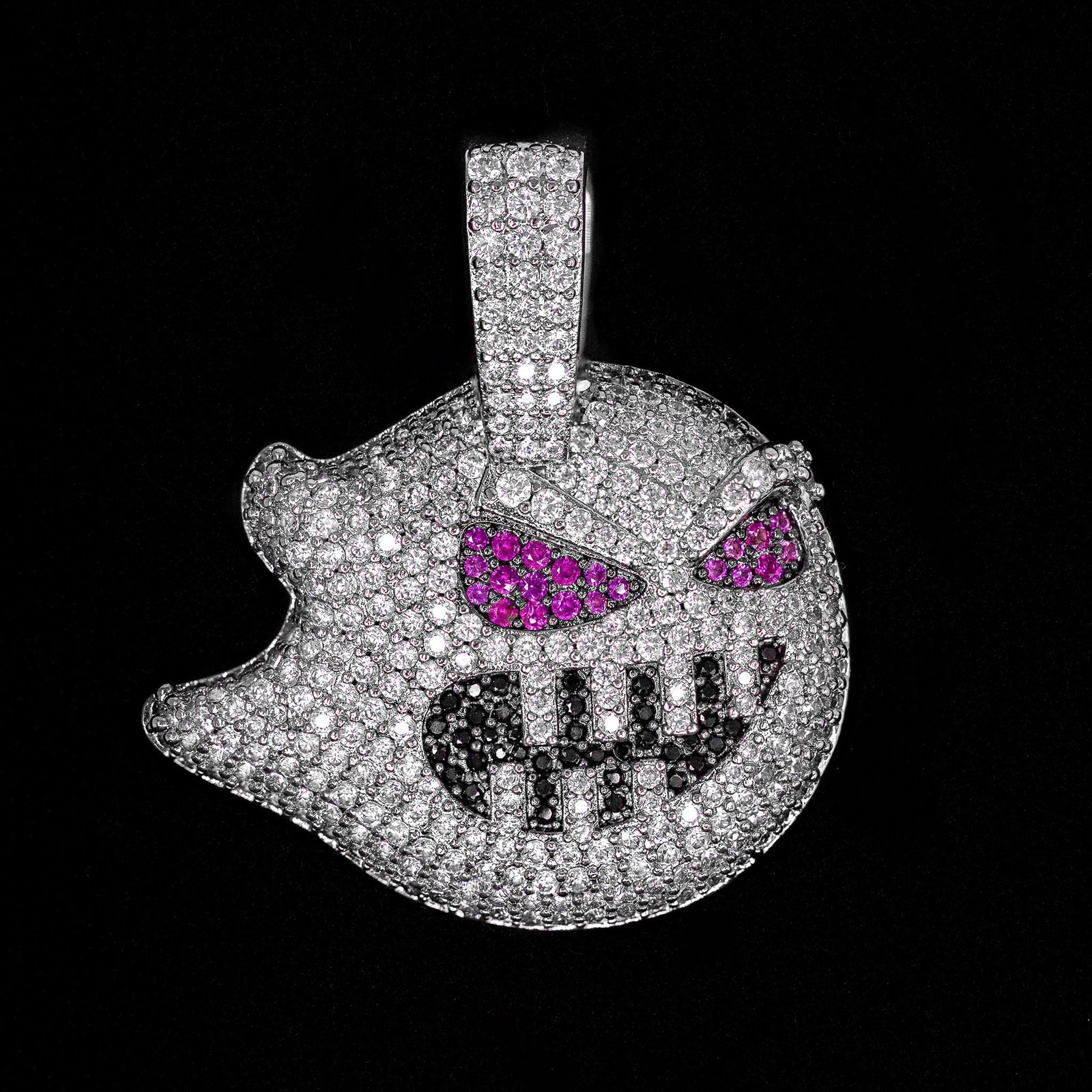Iced Demon Pendant in White Gold