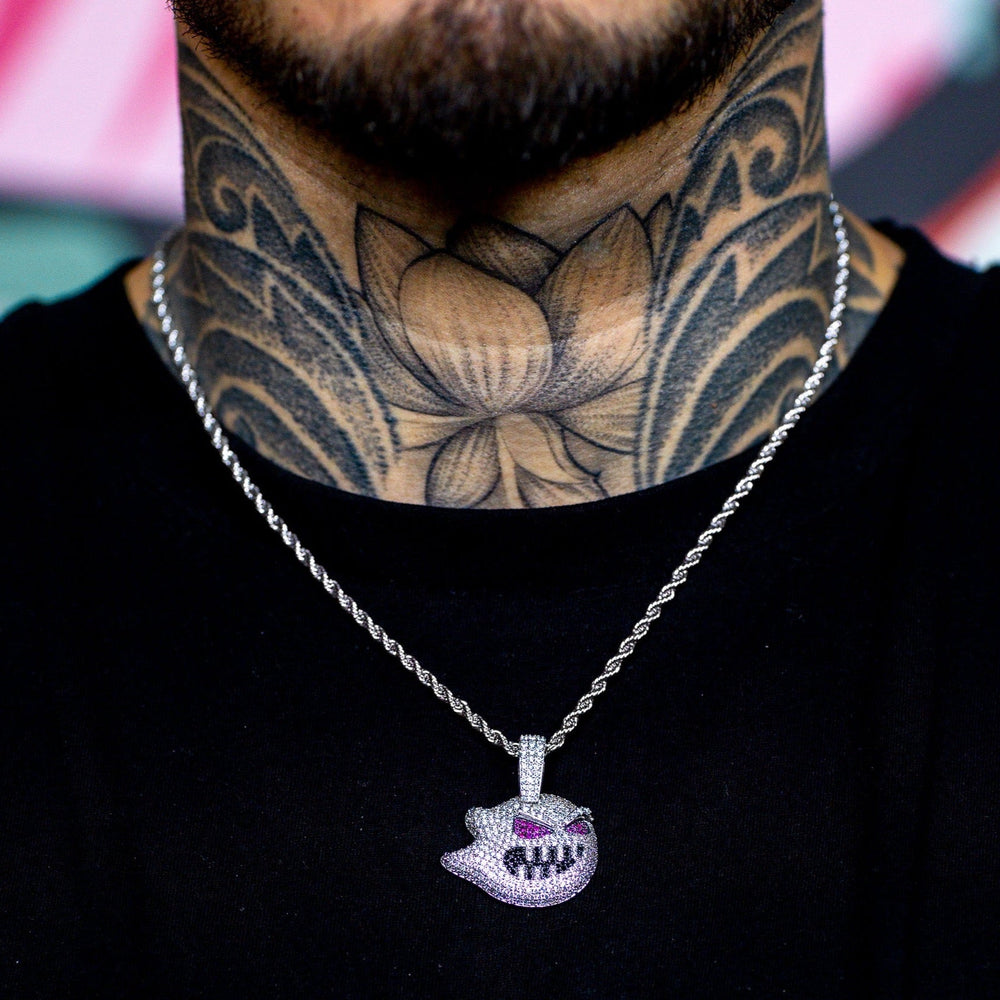Iced Demon Pendant in White Gold