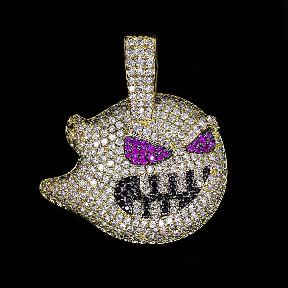 Iced Demon Pendant in Yellow Gold