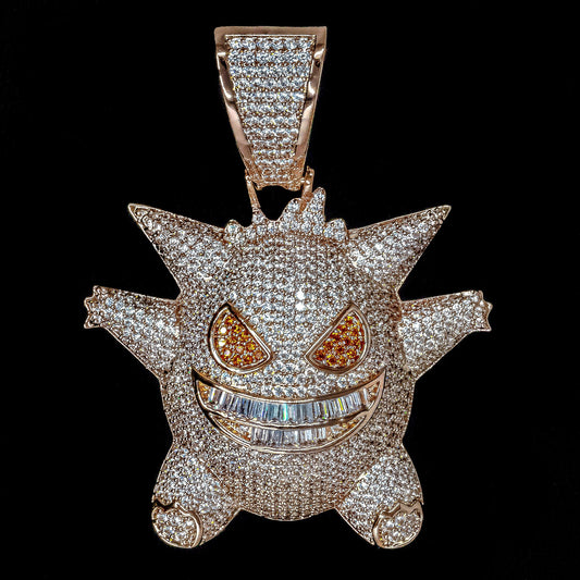 Iced Gengar Pendant in Rose Gold