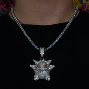 Iced Gengar Pendant in White Gold