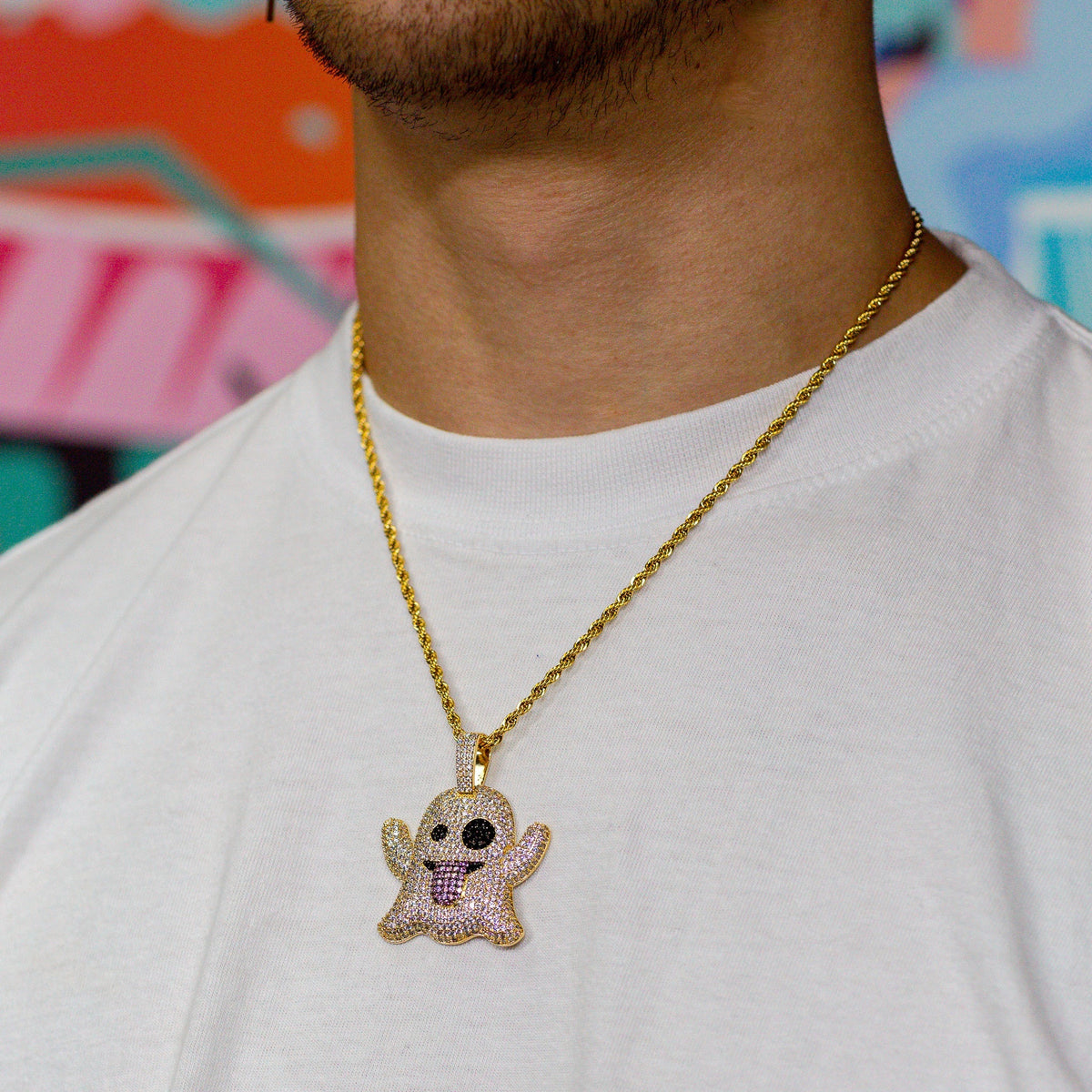 Iced Ghost Pendant in Yellow Gold