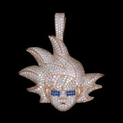 Iced Goku Warrior Pendant in Rose Gold