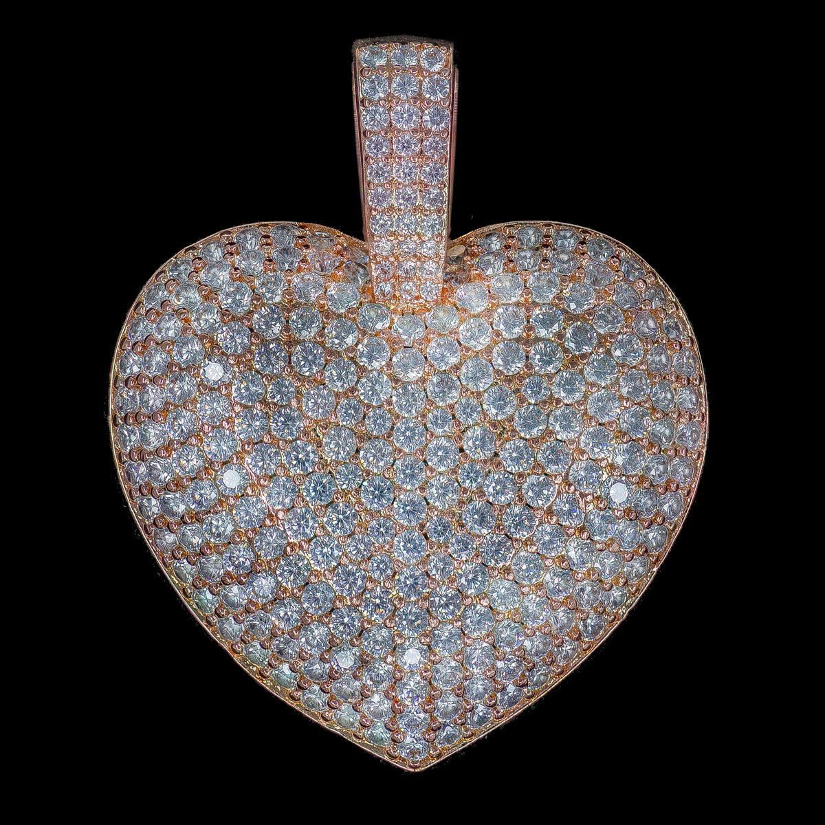 Iced Heart Pendant in Rose Gold